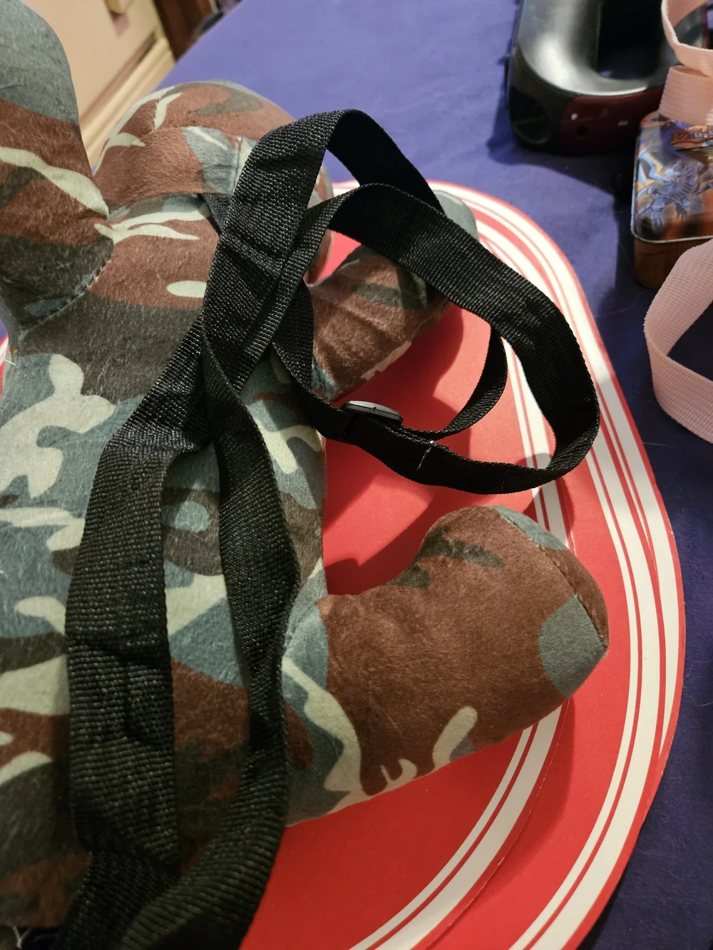 Camouflage Plush Dog Toy with Back Zipper Backpack